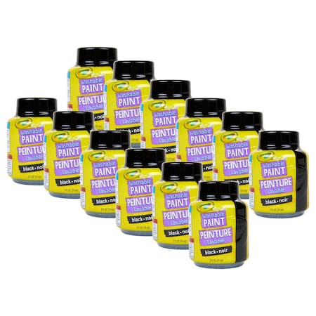 Crayola Washable Paint, 2oz, Black, 12PK 54-2851